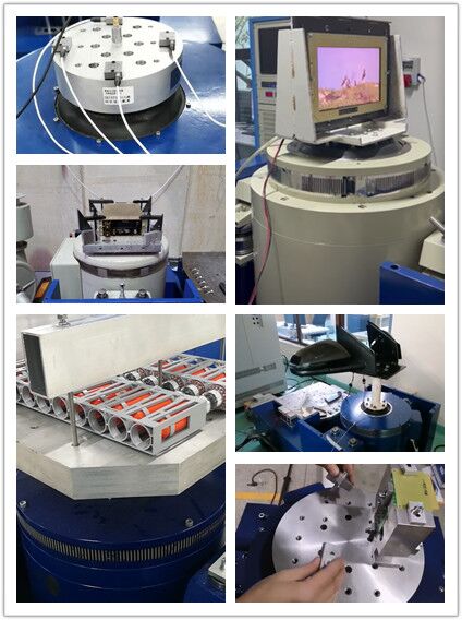 Electromagnetic vibration table for lithium sinusoidal vibration testing — front view